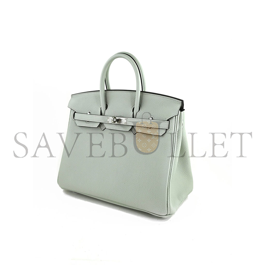 HERMES MASTER BIRKIN 20 TOGO LEATHER BUBBLE GREEN SILVER BUCKLE H028367CA12 (20*16*11cm)